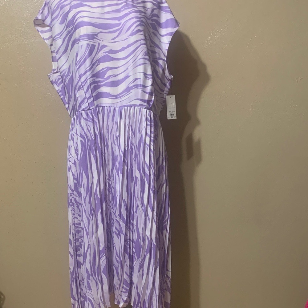 Nine West size XL Lilac and White Zebra-Print Pleated Bottom Dress NWT